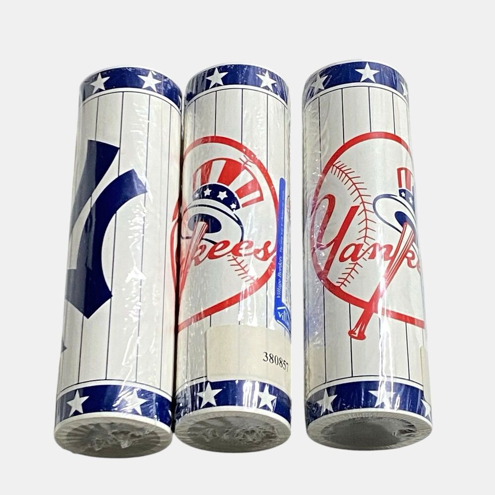 Lot of 3 Rolls New York Yankees LOGO MLB Wallpaper Border 7"x5 yards VILLAGE New